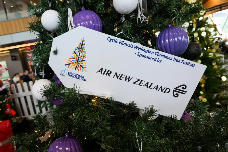 Detail photo of Air New Zealand Christmas Tree in the Wellington Airport Christmas Tree Festival 2025