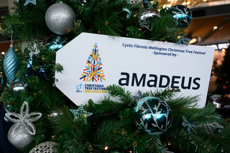 Detail photo of Amadeus Christmas Tree in the Wellington Airport Christmas Tree Festival 2025