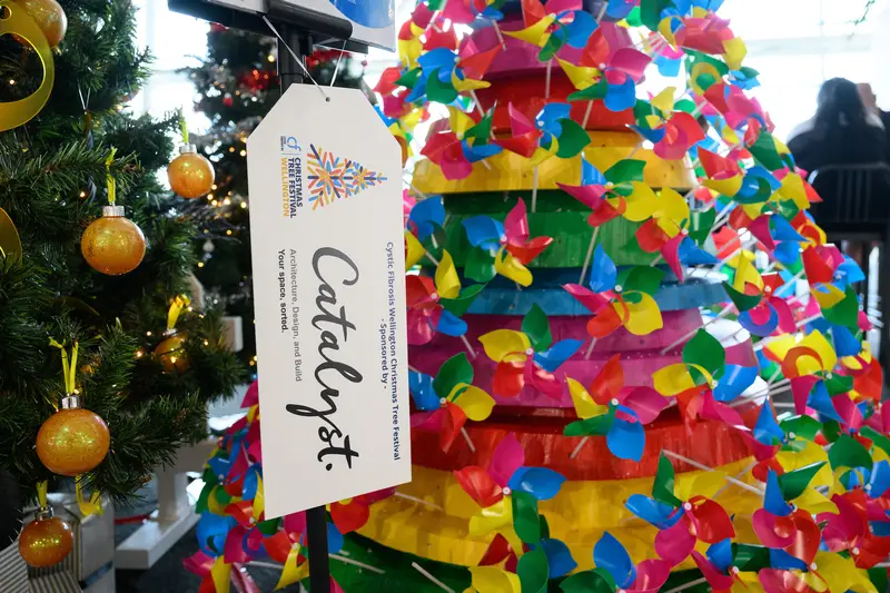 Detail photo of Catalyst Group Christmas Tree in the Wellington Airport Christmas Tree Festival 2025