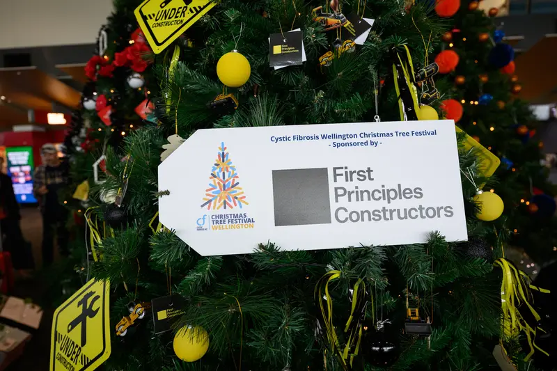 Detail photo of First Principals Construction Christmas Tree in the Wellington Airport Christmas Tree Festival 2025