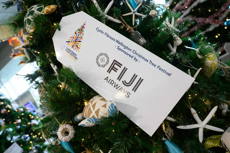 Detail photo of Fiji Airways Christmas Tree in the Wellington Airport Christmas Tree Festival 2025