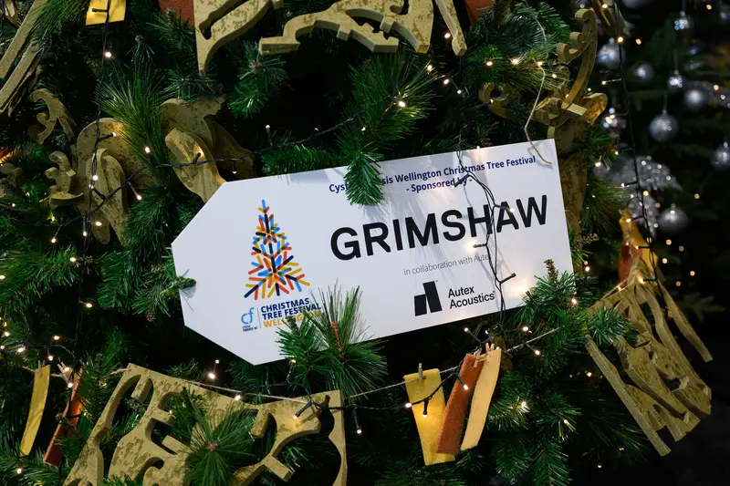 Detail photo of Grimshaw in collaboration with Autex Christmas Tree in the Wellington Airport Christmas Tree Festival 2025