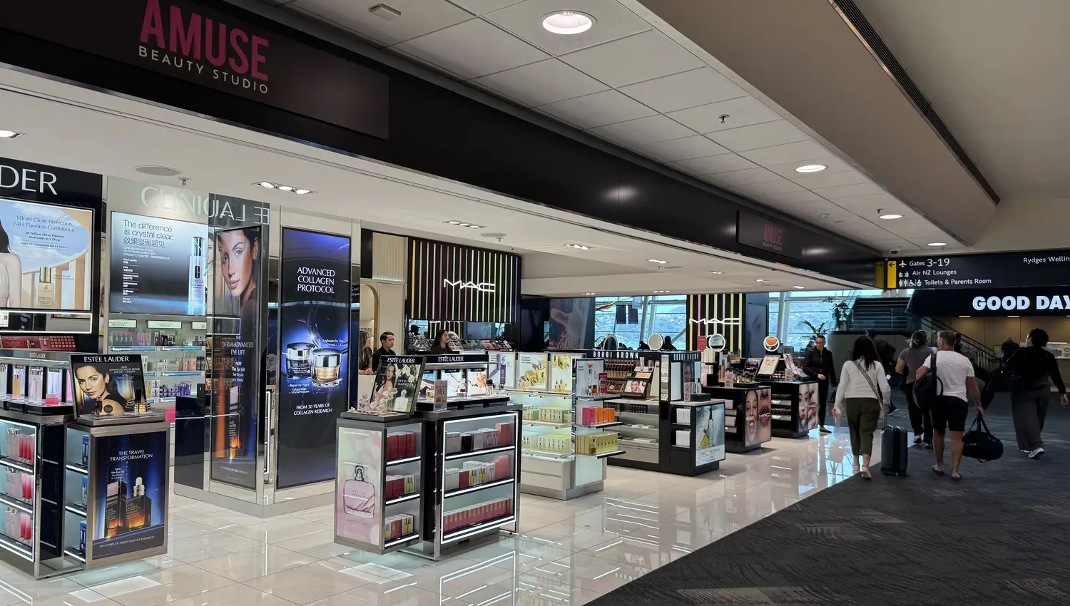 Beauty makeup application at Wellington airport