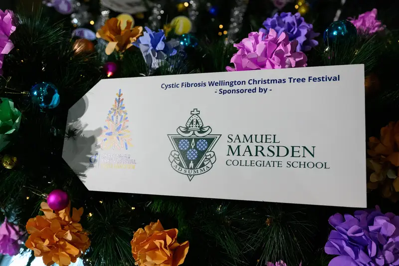 Detail photo of Samuel Marsden Collegiate Christmas Tree in the Wellington Airport Christmas Tree Festival 2025