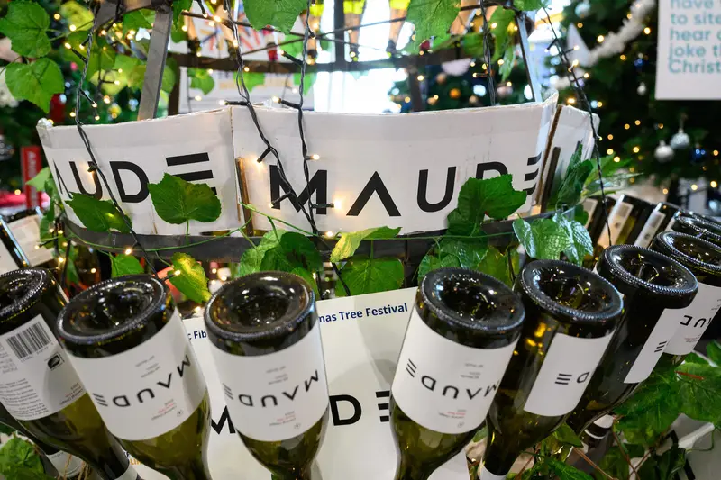 Detail photo of Maude Wine Christmas Tree in the Wellington Airport Christmas Tree Festival 2025