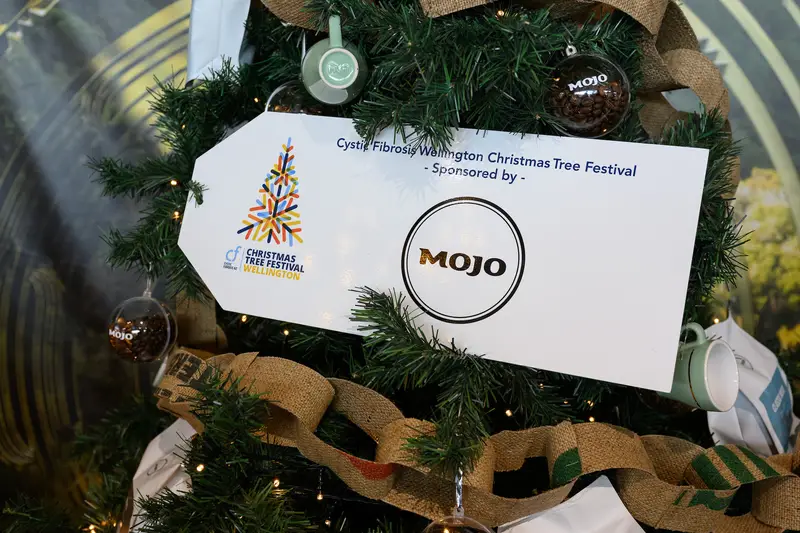 Detail photo of Mojo Christmas Tree in the Wellington Airport Christmas Tree Festival 2025
