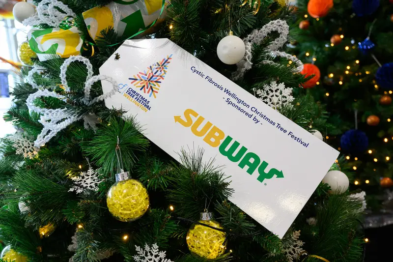 Detail photo of Subway Christmas Tree in the Wellington Airport Christmas Tree Festival 2025