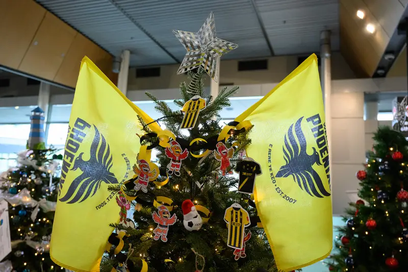 Detail photo of Wellington Phoenix Christmas Tree in the Wellington Airport Christmas Tree Festival 2025