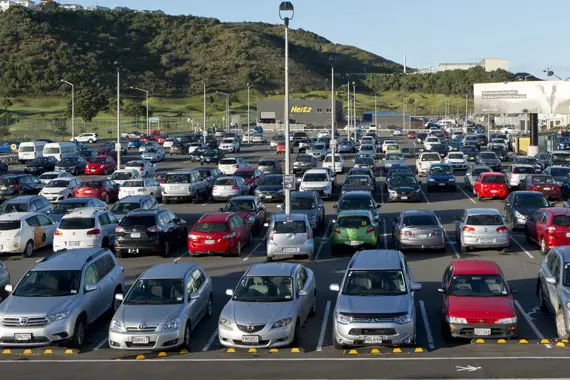 A busy car park at Wellington Airport